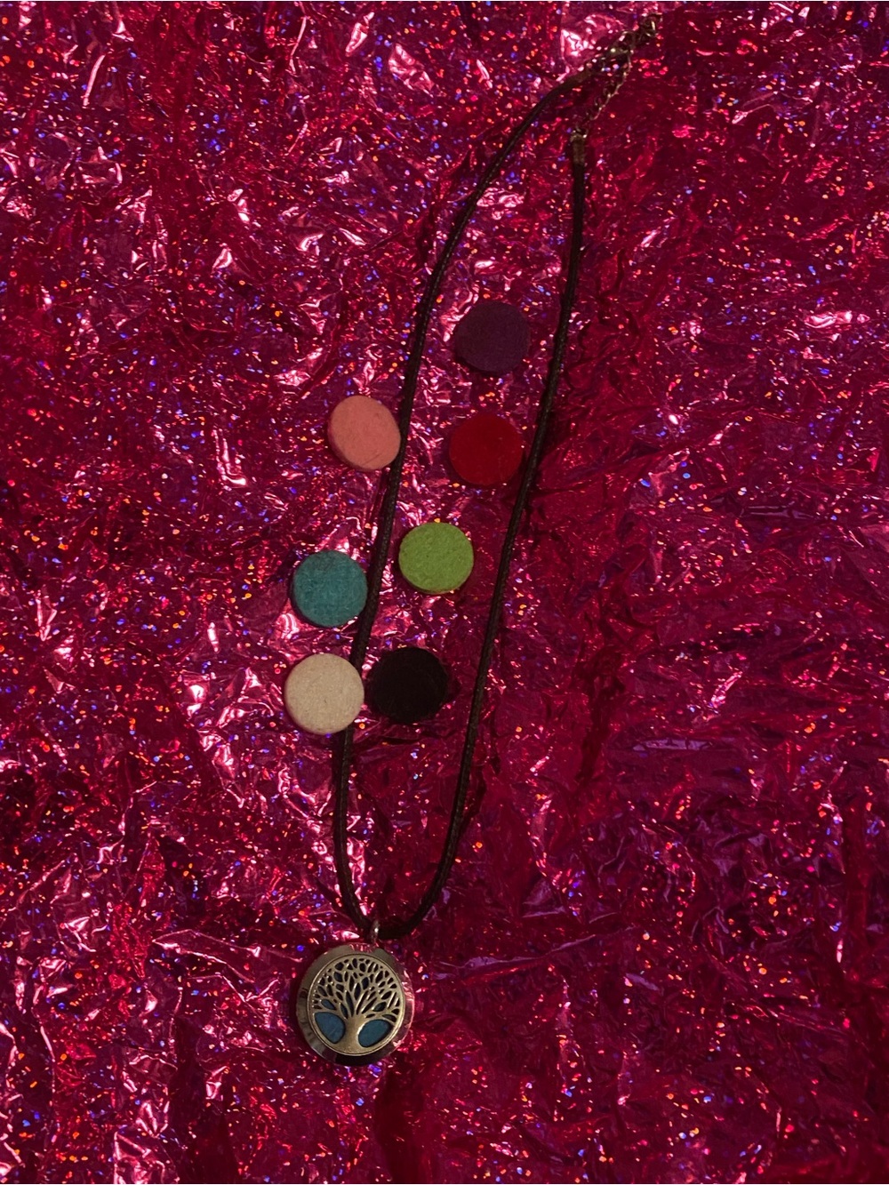 Silver & Black Tree of Life Essential Oils Necklace
